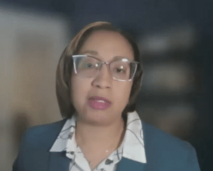 Still image of Dr. Kisha Davis from the YouTube vide oof the meeting